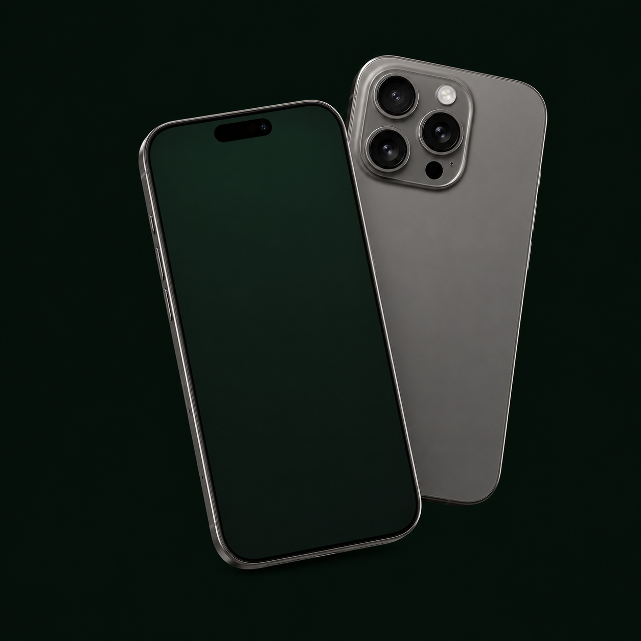 Dos iPhone 16 Pro reacondicionados, uno de frente y otro de espaldas